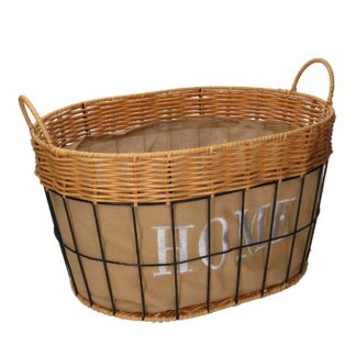 Cassetto metallo c/fodera naturale ovale cm45x35h25