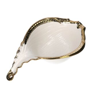 Svuotatasche ceramica foglia oro biancocm28x19,2h8,1