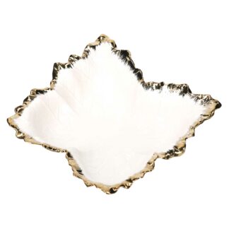 Svuotatasche ceramica foglia oro biancocm30x28h8,1