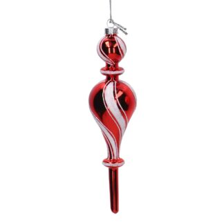 Sfera vetro puntale rosso e bianco cm ø5h20