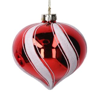 Sfera vetro spirale rosso e bianco cm ø10h10