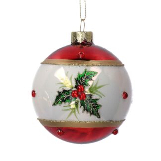 Sfera vetro agrifoglio rosso cm ø8h8