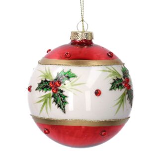 Sfera vetro agrifoglio rosso cm ø10h10