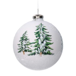 Sfera vetro crema alberi verde cm ø10h10