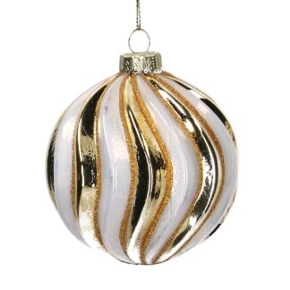 Sfera vetro oro e bianco cm ø8h8