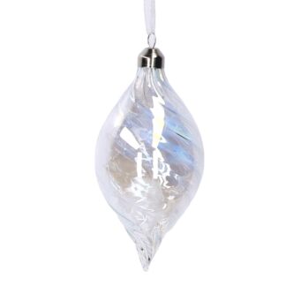 Sfera vetro goccia trasparente argento cm ø6h12