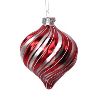 Sfera vetro cipolla rosso e bianco cm ø8