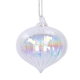 Sfera vetro trasparente iridescente argento cm ø10h10