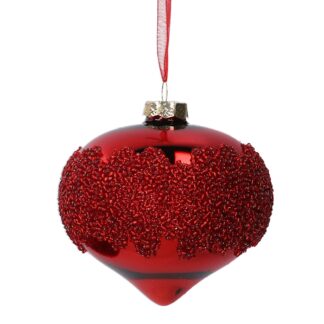Sfera vetro cipolla perline rosso cm ø10h10