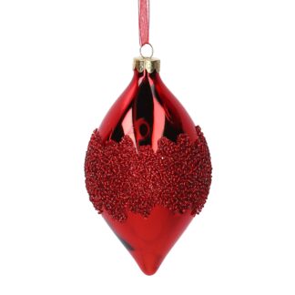 Sfera vetro goccia perline rosso cm ø8h14