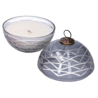 Candela paraffina profumata pumpkin spice in sfera vetro grigio cmø10h10