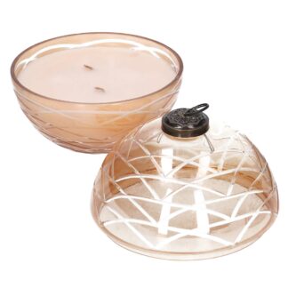 Candela paraffina profumata vaniglia insfera vetro oro cmø13h13 scatola regalo