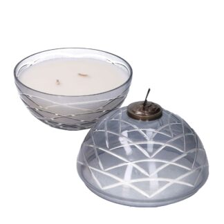 Candela paraffina profumata spezie in sfera grigio tondo cmø15h15 scatola regalo