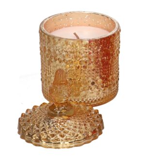 Candela paraffina profumata vaniglia invetro oro cmø7,5h15 scatola regalo