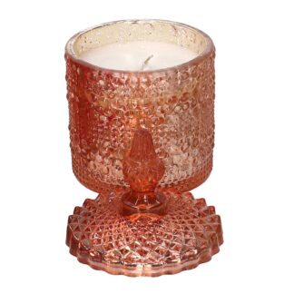 Candela paraffina profumata rosa in vetro oro rosa cmø7,5h15 scatola regalo