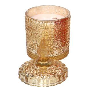 Candela paraffina profumata vaniglia invetro oro cmø10h20 scatola regalo