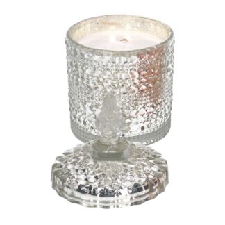 Candela paraffina profumata oceano in vetro argento cmø10h20 scatola regalo