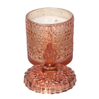 Candela paraffina profumata rosa in vetro oro rosa cmø10h20 scatola regalo