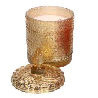 Candela paraffina profumata vaniglia invetro oro cmø14h24 scatola regalo