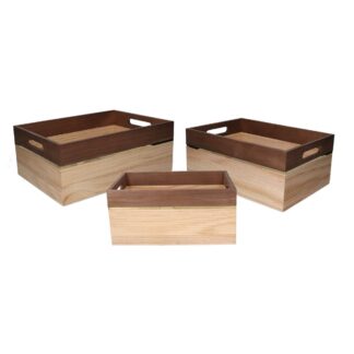 Cassetto legno 1-3 naturale e noce rettangolare cm38x28h15,3
