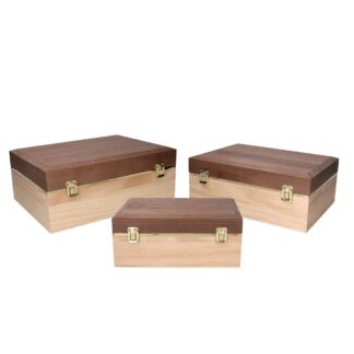 Scatola legno 1-3 naturale e noce rettangolare cm38x28h15,3