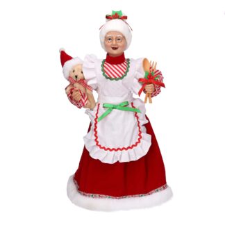 Babbo natale tessuto signora con orsetto rosso cm24x13h45