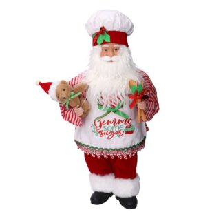 Babbo natale tessuto con orsetto rosso cm24x18h45