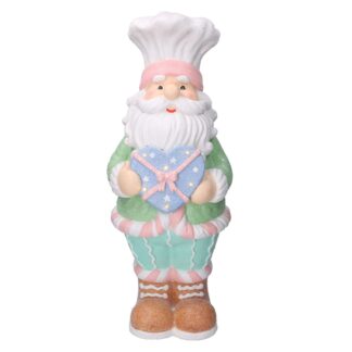 Babbo natale resina verde pastello con cuore e led cm23,5x22h59