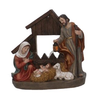 Nativita' resina con capanna marrone e led cm12x7h12,7