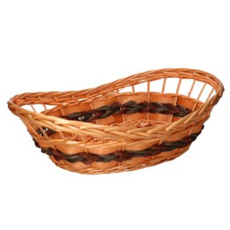 Cesta vimini Winnie cuffa miele intreccio grigio ovale cm50x36h12/17