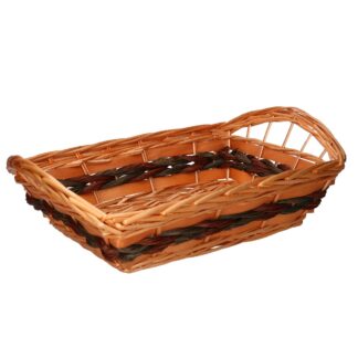 Cesta vimini Winnie cuffa miele intreccio grigio rettangolare cm48x34h12/17