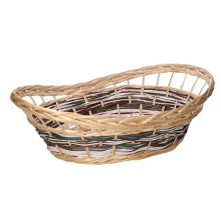 Cesta vimini Kitty cuffa naturale intreccio grigio ovale cm50x36h12/17