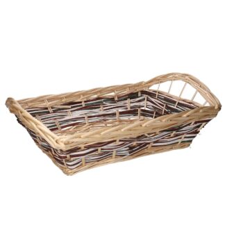 Cesta vimini Kitty cuffa naturale intreccio grigio rettangolare cm48x34h12/17