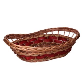 Cesta vimini Joanna cuffa noce intreccio rossoovale cm50x36h12/17
