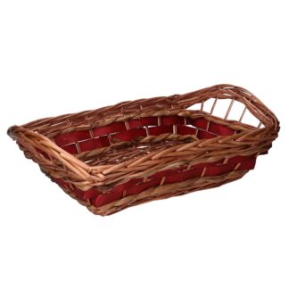 Cesta vimini Joanna cuffa noce intreccio rossorettangolare cm48x34h12/17
