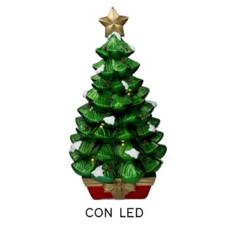 Albero resina innevato verde con led cm36x36h67