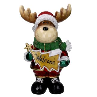 Renna resina rosso con led cm39,5x28h66