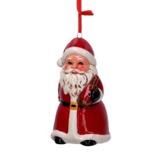 Babbo natale ceramica con bottiglia rosso cm5,5x5,5h9,5