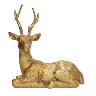 Renna resina seduto oro cm20x14h22