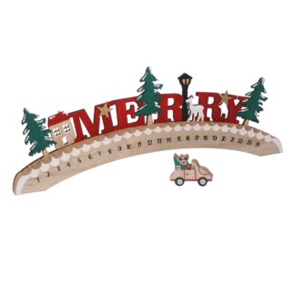 Calendario legno con scritta rosso cm38,5x2h14