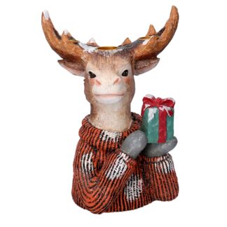 Portacandele resina renna 3p cm27x20h39