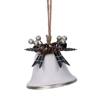 Campana metallo con pigne bianco cm ø5,5h5