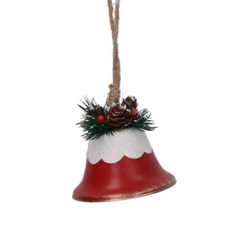 Campana metallo innevata rosso cm ø7,5h7