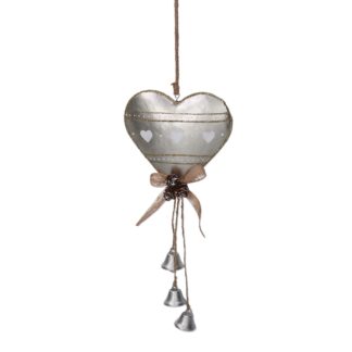 Cuore metallo con campanellini oro cm11,5x26