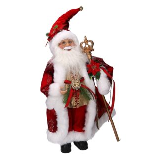 Babbo natale tessuto con scettro rosso cm26x17h46