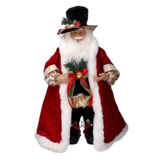 Babbo natale tessuto nero rosso cm30x20h66