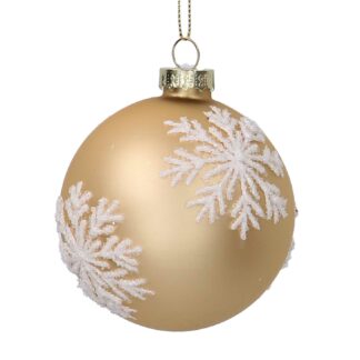 Sfera vetro fiocco di neve oro cm ø8h8
