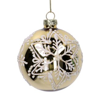 Sfera vetro fiocco di neve oro cm ø8h8