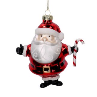 Addobbo per albero vetro babbo natale rosso cm12x7x13