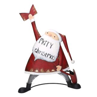 Babbo natale metallo con lettera rosso cm35,5x11,5h47